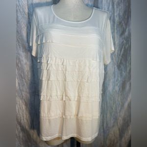 George Tusk color with layered ruffles, rayon short sleeve blouse XXL (20)